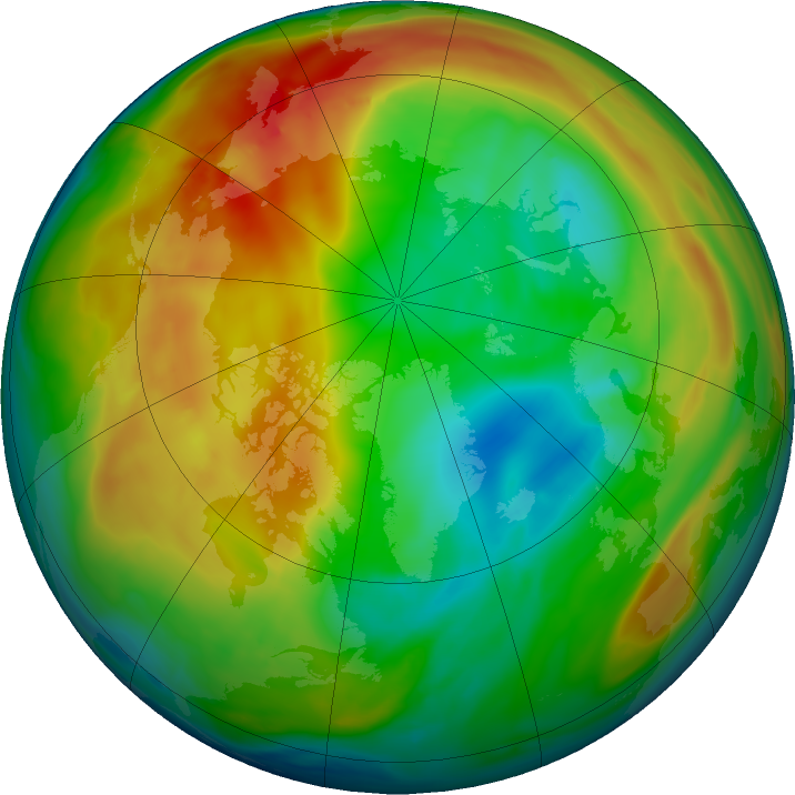 Arctic ozone map for 22 January 2020